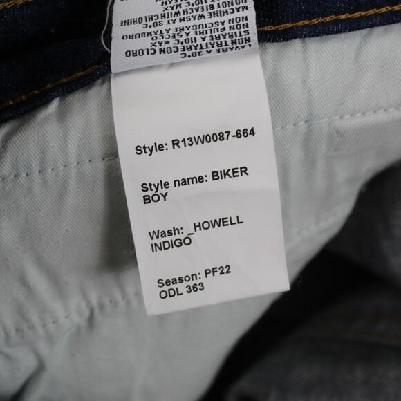 R13 Jeans Womens 27 Blue Biker Boy Howell Indigo Skinny Stretch Made Italy - Picture 7 of 16